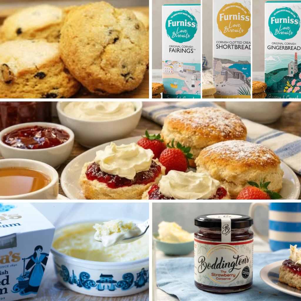 Cornish Afternoon Clotted Cream Tea Deluxe Hamper with Scones & Sweet Treats