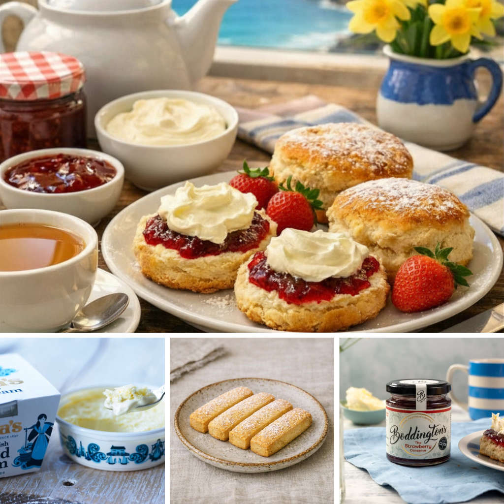 Cornish Cream Tea with Scones, Strawberry Conserve & Rodda’s Clotted Cream